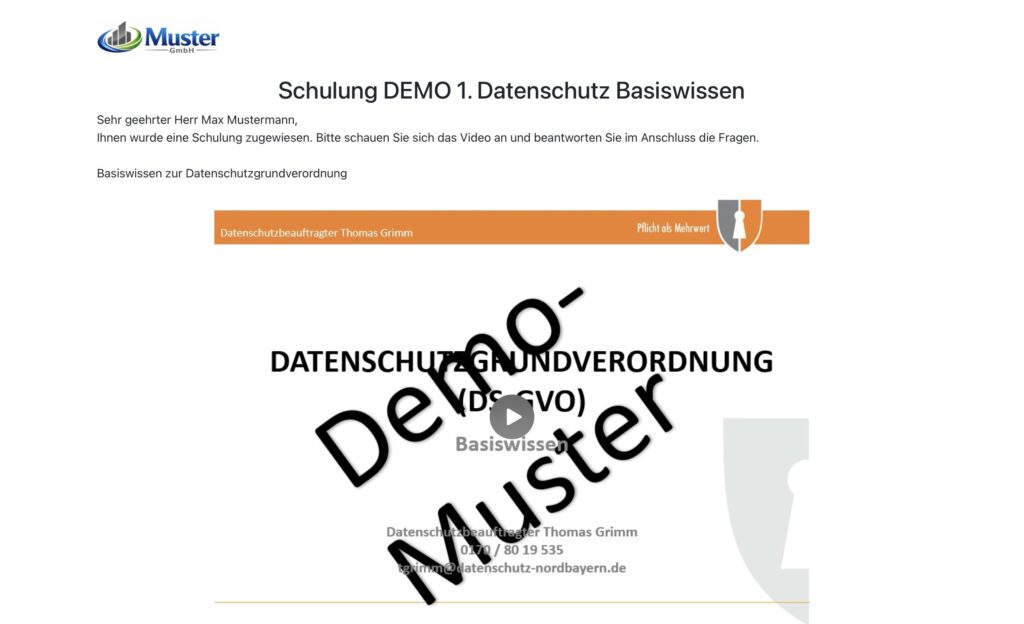 Screenshot Online-Schulungsportal